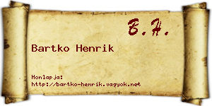 Bartko Henrik névjegykártya